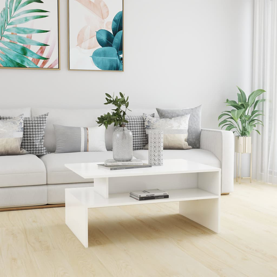 vidaXL Sohvapöytä valkoinen 90x60x42,5 cm lastulevy