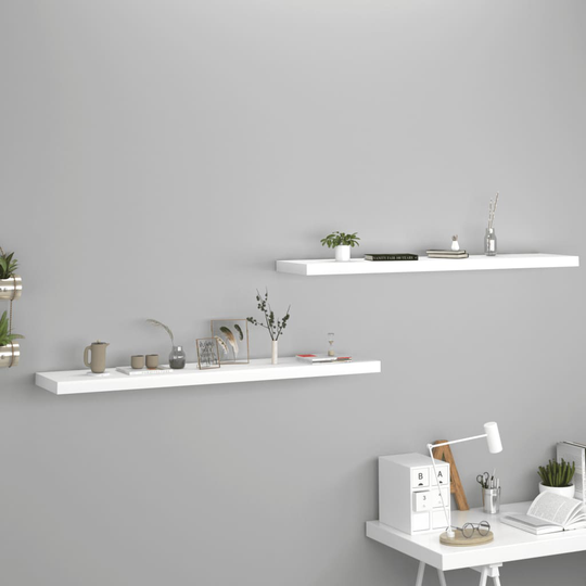 vidaXL Kelluvat seinähyllyt 2 kpl valkoinen 120x23,5x3,8 cm MDF