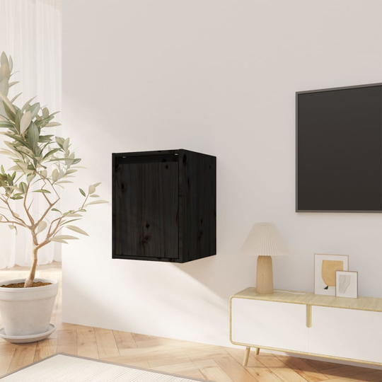 vidaXL Seinäkaappi musta 30x30x40 cm täysi mänty