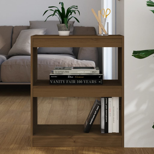 vidaXL Kirjahylly/tilanjakaja hunajanruskea 60x30x71,5 cm täysi mänty