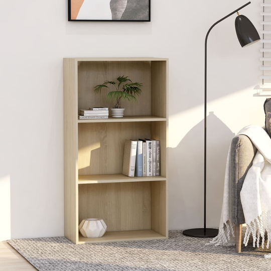 vidaXL 3-tasoinen kirjahylly Sonoma-tammi 60x30x114 cm lastulevy