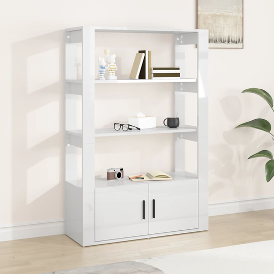 vidaXL Senkki korkeakiilto valkoinen 80x30x119,5 cm tekninen puu