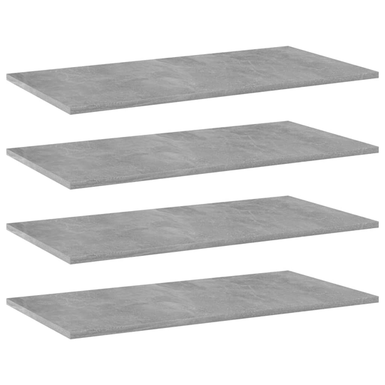 vidaXL Kirjahyllytasot 4 kpl betoninharmaa 80x40x1,5 cm lastulevy