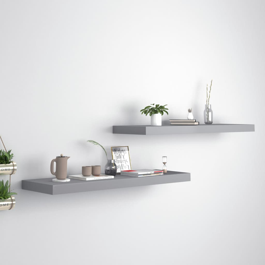vidaXL Kelluvat seinähyllyt 2 kpl harmaa 80x23,5x3,8 cm MDF