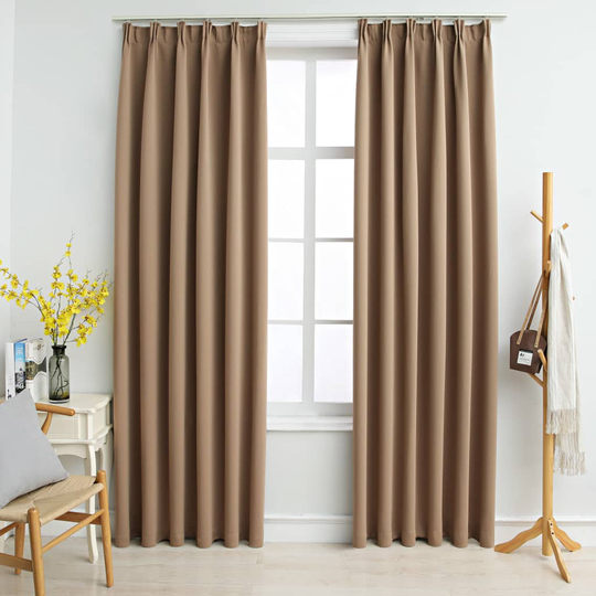 vidaXL Pimennysverhot koukuilla 2 kpl ruskeanharmaa 140x225 cm