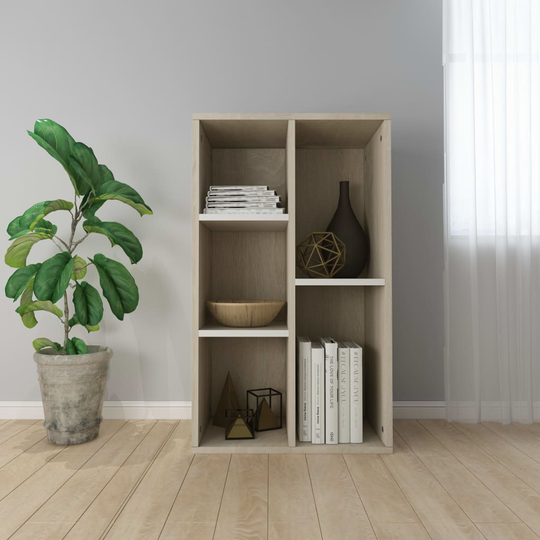 vidaXL Kirjakaappi valkoinen/Sonoma tammi 50x25x80 cm lastulevy