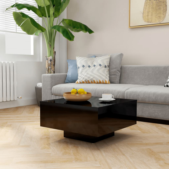 vidaXL Sohvapöytä korkeakiilto musta 60x60x31,5 cm lastulevy