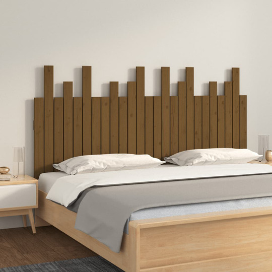 vidaXL Sängynpääty seinälle hunajanruskea 159,5x3x80 cm täysi mänty