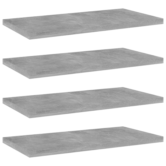 vidaXL Kirjahyllytasot 4 kpl betoninharmaa 40x20x1,5 cm lastulevy