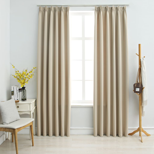 vidaXL Pimennysverhot koukuilla 2 kpl beige 140x175 cm