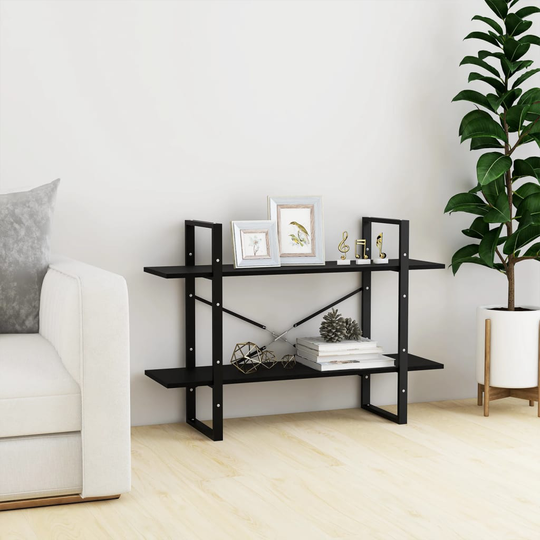 vidaXL 2-tasoinen kirjahylly musta 100x30x70 cm täysi mänty