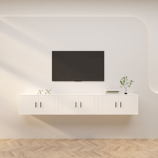 vidaXL Seinäkiinnitettävät TV-kaapit 3 kpl valkoinen 80x34,5x40 cm