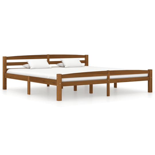 vidaXL Sängynrunko hunajanruskea täysi mänty 200x200 cm