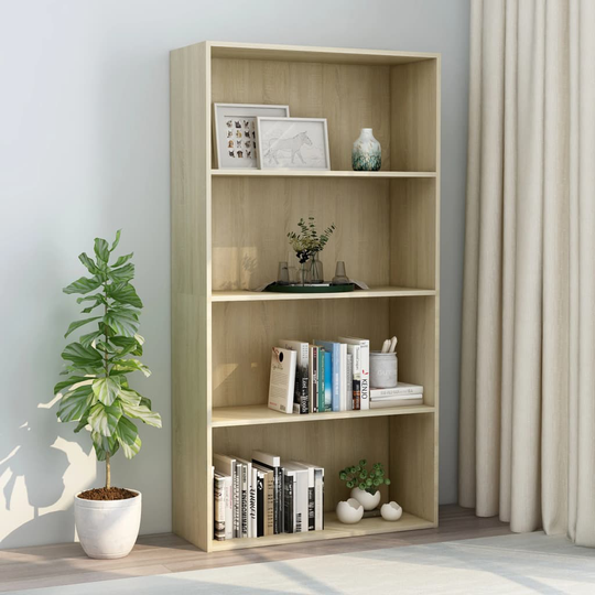 vidaXL 4-tasoinen kirjahylly Sonoma-tammi 80x30x151,5 cm lastulevy