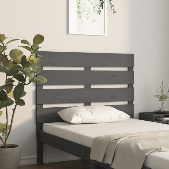 vidaXL Sängynpääty harmaa 75x3x80 cm täysi mänty
