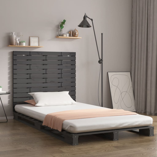 vidaXL Sängynpääty seinälle harmaa 96x3x91,5 cm täysi mänty