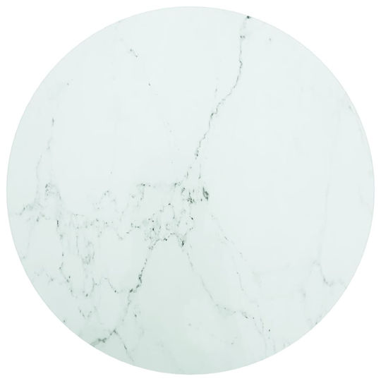 vidaXL Pöytälevy valkoinen Ø60x0,8 cm karkaistu lasi marmorikuvio