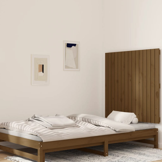 vidaXL Sängynpääty seinälle hunajanruskea 95,5x3x90 cm täysi mänty