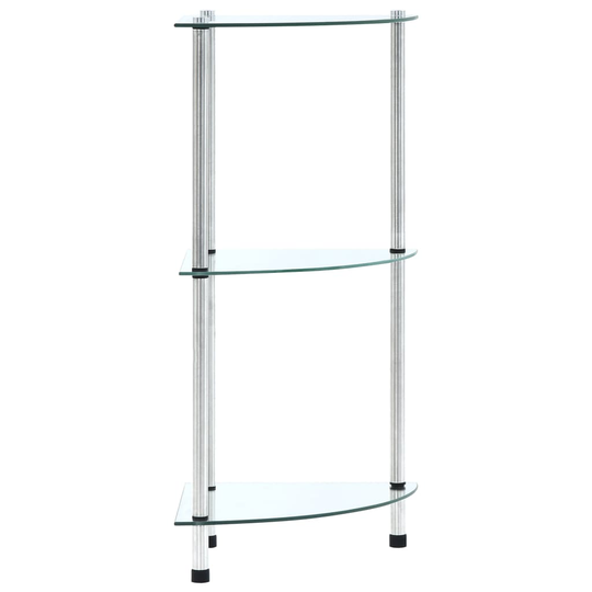 vidaXL 3-kerroksinen hylly läpinäkyvä 30x30x67 cm karkaistu lasi