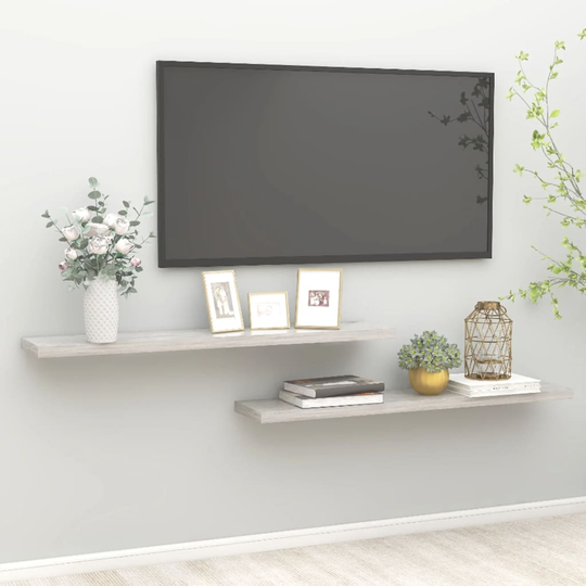 vidaXL Kelluvat seinähyllyt 2 kpl betoninharmaa 120x23,5x3,8 cm MDF