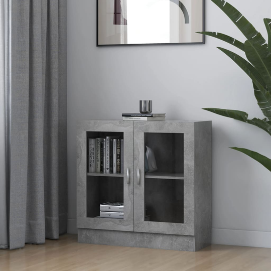 vidaXL Vitriinikaappi betoninharmaa 82,5x30,5x80 cm lastulevy