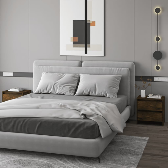 vidaXL Yöpöydät 2 kpl savutammi 45x34,5x44,5 cm lastulevy