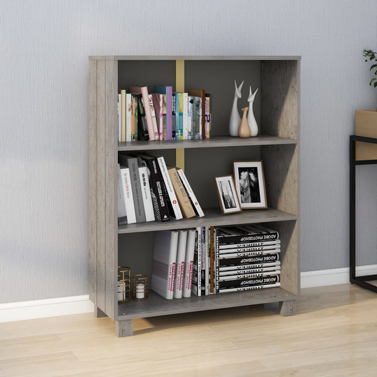 vidaXL Kirjahylly HAMAR vaaleanharmaa 85x35x112 cm täysi mänty