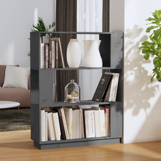 vidaXL Kirjahylly/tilanjakaja harmaa 80x25x101 cm täysi mänty