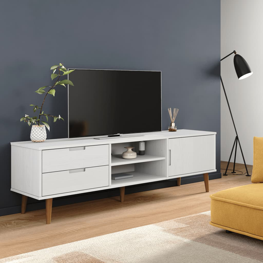 vidaXL TV-taso MOLDE valkoinen 158x40x49 cm täysi mänty