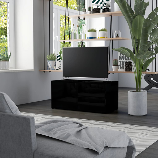 vidaXL TV-taso korkeakiilto musta 80x34x36 cm lastulevy