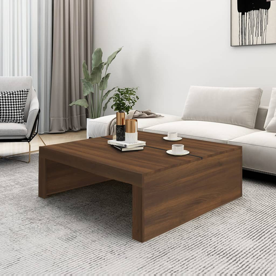 vidaXL Sohvapöytä ruskea tammi 100x100x35 cm tekninen puu