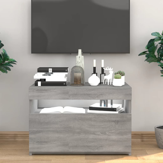 vidaXL TV-taso LED-valoilla harmaa Sonoma 60x35x40 cm