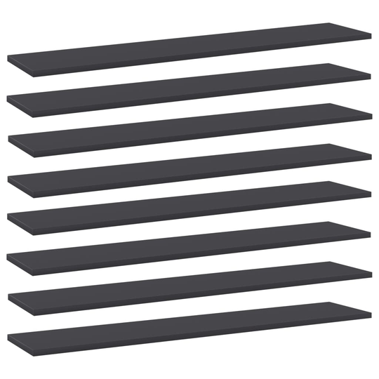 vidaXL Kirjahyllytasot 8 kpl harmaa 100x20x1,5 cm lastulevy