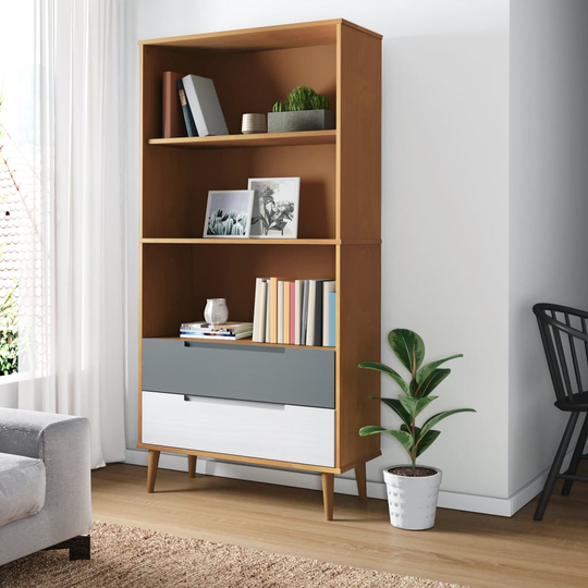 vidaXL Kirjahylly MOLDE ruskea 85x35x170,5 cm täysi mänty