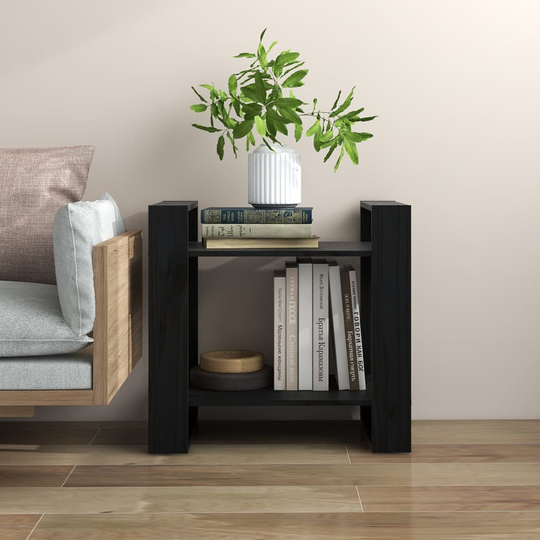 vidaXL Kirjahylly/tilanjakaja musta 60x35x57 cm täysi mänty