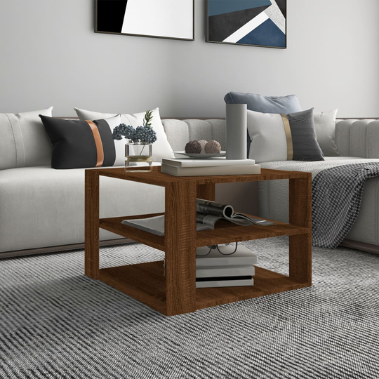 vidaXL Sohvapöytä ruskea tammi 60x60x40 cm tekninen puu