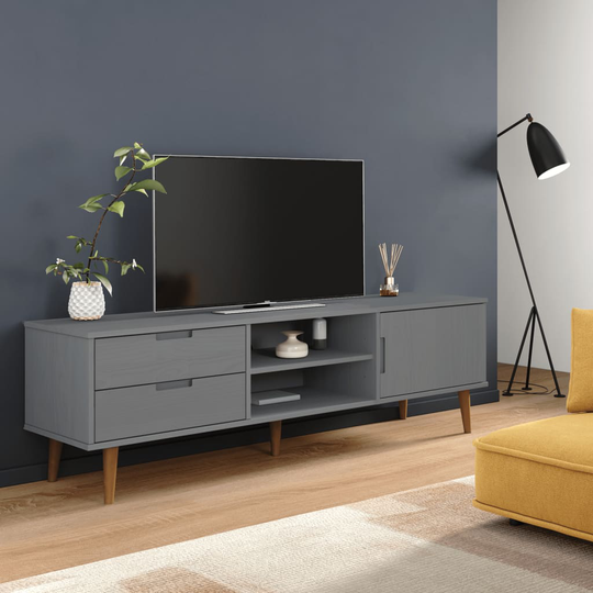 vidaXL TV-taso MOLDE harmaa 158x40x49 cm täysi mänty
