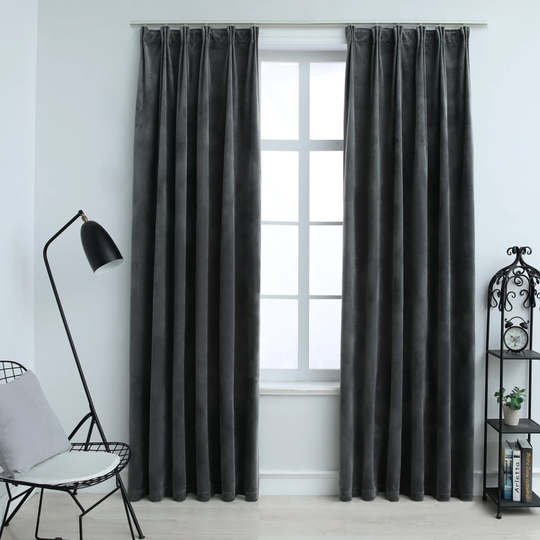 vidaXL Pimennysverhot koukuilla 2 kpl sametti antrasiitti 140x245 cm