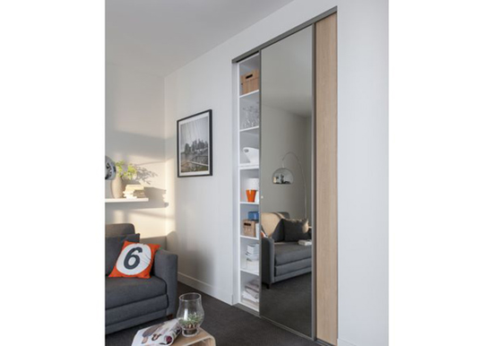Liukuovet Prestige, 1 peili ja 1 melamiiniovi oviaukkoon 100-120x255 cm