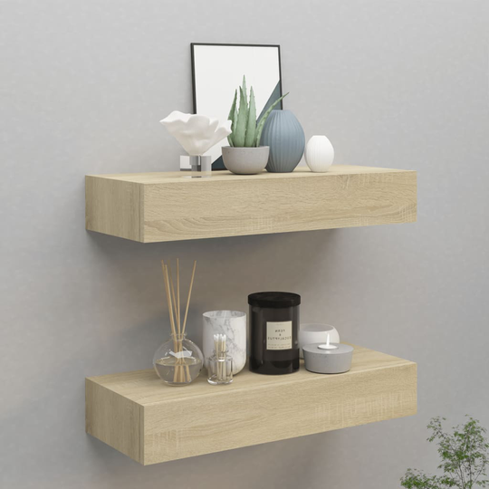 vidaXL Laatikkohyllyt seinälle 2 kpl tammi 60x23,5x10 cm MDF