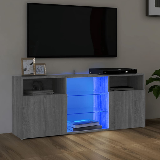 vidaXL TV-taso LED-valoilla harmaa Sonoma 120x30x50 cm