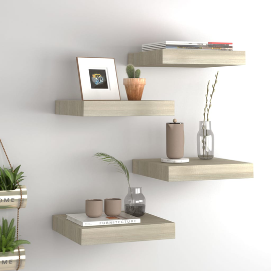 vidaXL Kelluvat seinähyllyt 4 kpl tammi 23x23,5x3,8 cm MDF