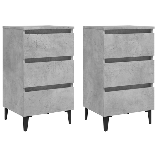 vidaXL Yöpöydät metallijaloilla 2 kpl betoninharmaa 40x35x69 cm