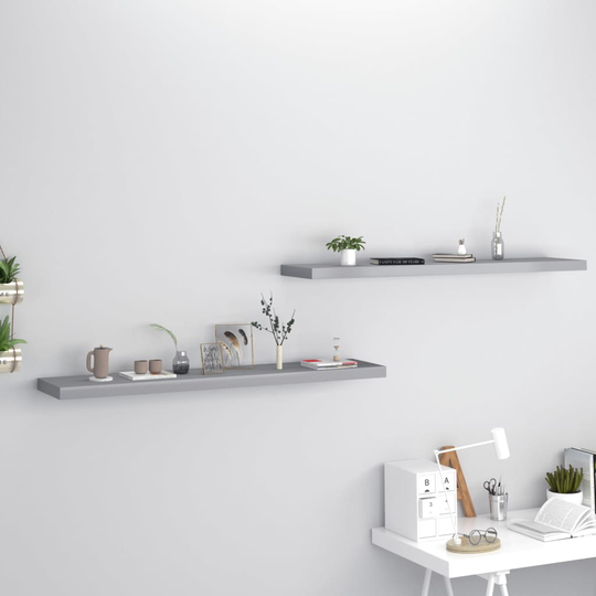vidaXL Kelluvat seinähyllyt 2 kpl harmaa 120x23,5x3,8 cm MDF