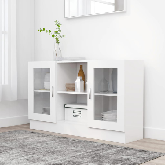 vidaXL Vitriinikaappi valkoinen 120x30,5x70 cm lastulevy