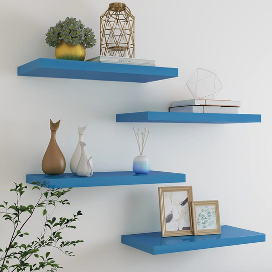 vidaXL Kelluvat seinähyllyt 4 kpl sininen 60x23,5x3,8 cm MDF