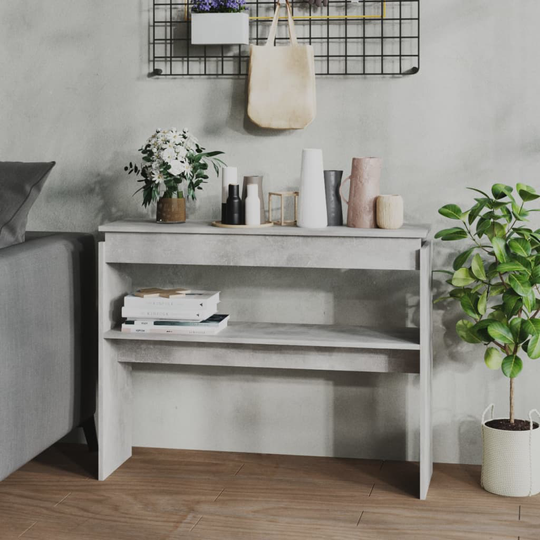 vidaXL Konsolipöytä betoninharmaa 102x30x80 cm lastulevy