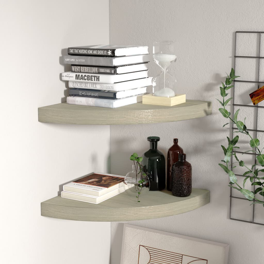 vidaXL Kelluvat kulmahyllyt 2 kpl tammi 35x35x3,8 cm MDF