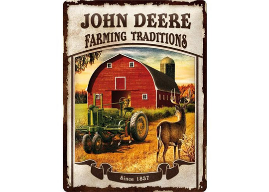 Retro metallitaulu JOHN DEERE FARMING TRADITIONS 30x40 cm