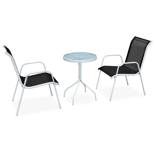 vidaXL 3-osainen Bistrosarja Teräs musta
